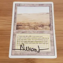 1x Savannah, Revised Edition, Signed by Rob Alexander, MP/HP Played, Magic MTG - Image 1