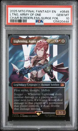 MTG Final Fantasy Lightning, Army of One Borderless 545 Surge Foil PSA 10 GEM MT - Image 1