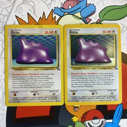 Pokemon TCG Ditto 3/62, 18/62 Fossil Unlimited Holo & Reg Rare, LP/MP Condition - Image 1