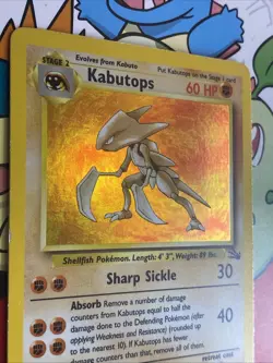 Pokemon TCG Kabutops Fossil 9/62 Holo Unlimited Holo Rare LP Nintendo Vintage - Image 3