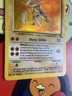 Pokemon TCG Kabutops Fossil 9/62 Holo Unlimited Holo Rare LP Nintendo Vintage - Image 4