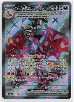 POKEMON SV - Paldean Fates NM Holo TERA Black Star PROMO #074 Shiny CHARIZARD ex - Image 1