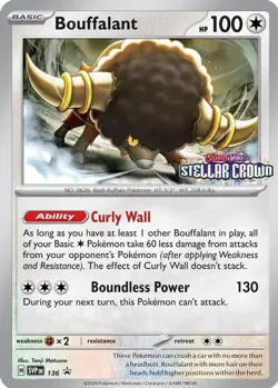 Pokemon Bouffalant (136/227) Scarlet & Violet Black Star Promos LP HOLO - Image 1