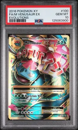 2016 POKEMON XY EVOLUTIONS #100 FULL ART/M VENUSAUR EX PSA 10 - Image 1