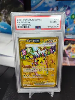 Pokemon Pikachu EX Gold Hyper Rare Surging Sparks SSP 247/191 PSA 10 - Image 1