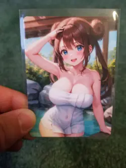 BUSTY BRUNETTE BABE WAIFU ANIME CARD - Image 3