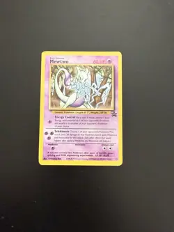 RETIRED Pokemon Card 1999 Holo Mewtwo #12 WOTC Black Star Promo VERY SHARP - Image 1