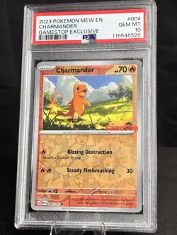 Pokemon TCG Charmander GameStop Exclusive PSA GEM MT 10 Promo Card #004 - Image 1
