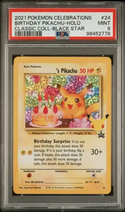 Pokemon PSA 9 Mint Birthday Pikachu 24 Celebrations Classic Collection - Image 3