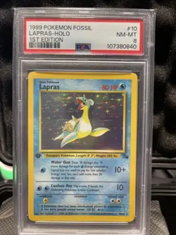1999 Pokemon Fossil 1st Edition Holo Lapras #10 PSA 8 NM-MT - Image 1