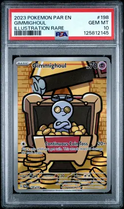 2023 POKEMON PAR EN-PARADOX RIFT ILLUSTRATION RARE #198 GIMMIGHOUL PSA 10 - Image 1