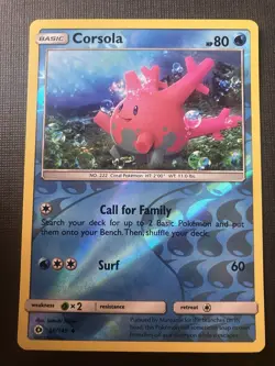 Corsola 36/149 Sun & Moon Base Set Reverse Holo Rare Pokemon TCG LP - Image 1