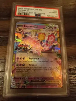 Pokemon TCG Prismatic Evolutions Espeon EX Stamped Surprise 034/131 Promo PSA 10 - Image 1