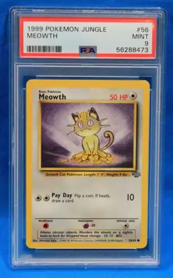 1999 POKEMON JUNGLE # 56 MEOWTH PSA 9 MINT # 56288473 - Image 1
