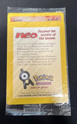 Pokemon TCG Sealed 2001 Entei Neo Discovery Black Star Movie Promo 🔥 x1 - Image 1