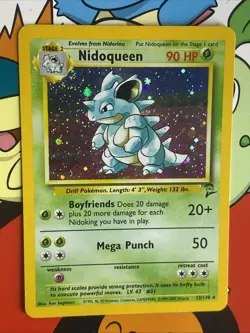 Pokemon TCG Base Set 2 Nidoqueen 12/130 Vintage Holo Rare 2000 Swirl LP+ - Image 1