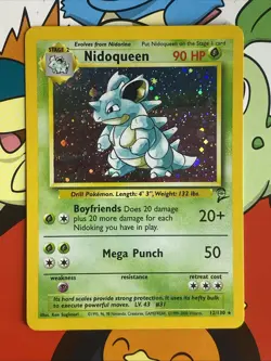 Pokemon TCG Base Set 2 Nidoqueen 12/130 Vintage Holo Rare 2000 Swirl LP+ - Image 2