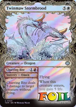Twinmaw Stormbrood Showcase 0320 MTG Tarkir: Dragonstorm Uncommon NP Foil - Image 1