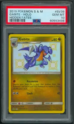 Pokemon Sun And Moon Hidden Fates Shiny Gabite Holo SV39/SV94 PSA 10 - Image 1