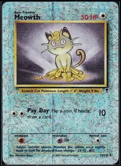 Pokemon Legendary Collection 53/110 Meowth Reverse Holo Fireworks - Image 1