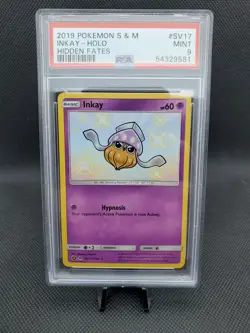 2019 Pokemon Game - Hidden Fates - Shiny Vault Holo - SV17 Inkay PSA 9 MINT - Image 1