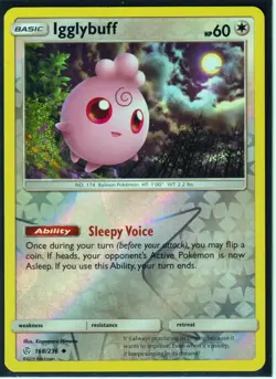 2019 POKEMON IGGLYBUFF 168/236 COSMIC ECLIPSE - REVERSE HOLO NM/MINT - Image 1