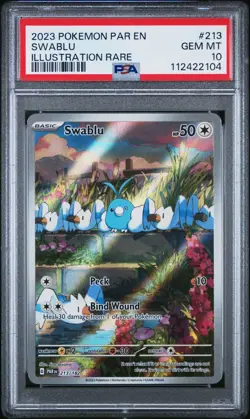 2023 Pokemon TCG Paradox Rift Swablu #213/182 PSA 10 GEM MT Illustration Rare - Image 1