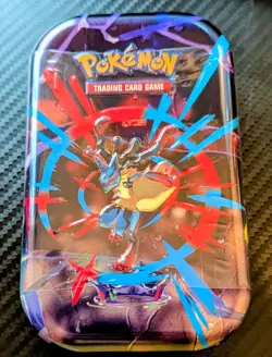 NEW Pokemon TCG Mega Evolution Mega Heroes Mini Tin Lucario w/ 2 Booster Packs - Image 1