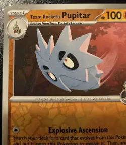 Team Rocket's Pupitar 095/182 Reverse Holo Common Destined Rivals Pokemon TCG - Image 2