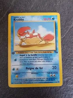 Carte Pokemon KRABBY 51/62 Edition 1 Fossile Wizards FR - Image 1