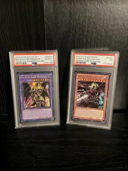 Yu-Gi-Oh! 1St Ed.RED-EYES DRK.DRAGOON PSA 10 & Slifer The Sky dragon PSA 7 Deal - Image 1