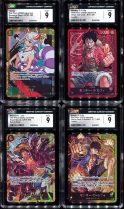 One Piece Monkey D Luffy/Yamato Japanese CGC 9 Mint! 4 x Graded Card Bundle/Lot - Image 1