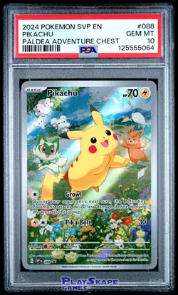 Pokemon Card PSA 10 Pikachu SVP 088 Black Star Promo Paldea Adventure Chest 2024 - Image 1