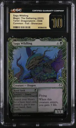 SAGU WILDLING Tarkir: Dragonstorm Showcase Foil CGC Pristine 10 MTG - Image 1