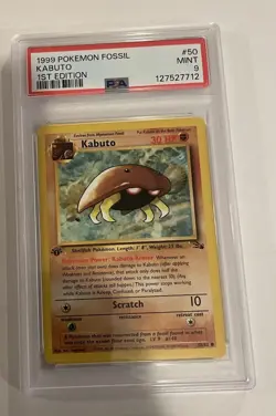 Pokemon Fossil Kabuto 1st Edition PSA 9 Mint 1999 - Image 1