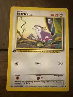 Pokemon MINT Never Played German Rattata Rattfratz 61/102 1st Edition Base Set - Image 1