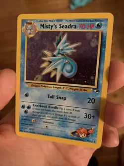 Misty's Seadra 9/132 Prerelease Pokemon Gym Heroes Holo Rare Must See!! - Image 3
