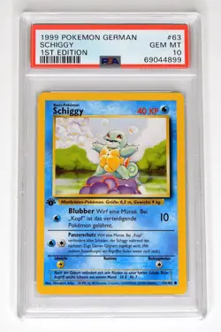 1999 Pokemon Base Set 💦 63/102 Schiggy 1. Edition PSA 10 GEM MINT WotC Deutsch - Image 1