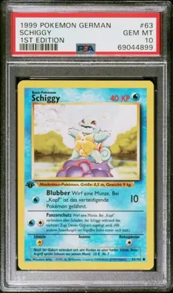 1999 Pokemon Base Set 💦 63/102 Schiggy 1. Edition PSA 10 GEM MINT WotC Deutsch - Image 3