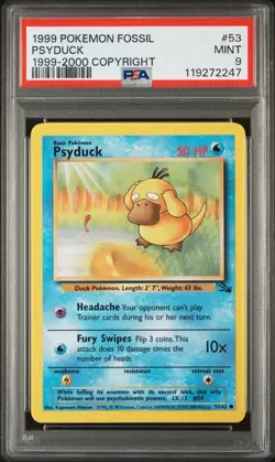 PSA 9 - Psyduck 53/62 Fossil 1999-2000 (Red Logo) Pokemon TCG - Image 1