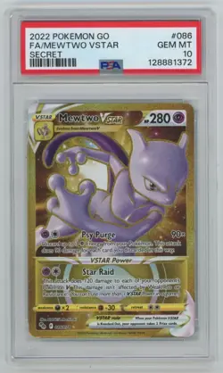 2022 Pokemon Go Full Art Mewtwo Vstar Secret Rare #086 086/078 PSA 10 - Image 1