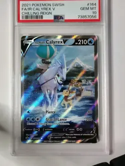 Psa 10 Ice Rider Calyrex V (Alt Full Art) 164/198 Swsh06: Chilling reign Pokemon - Image 1