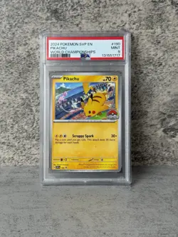 2024 POKEMON SVP EN-SV BLACK STAR PROMO WORLD CHAMPIONSHIPS #190 PIKACHU PSA 9 - Image 2