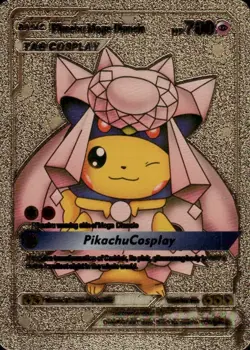 Pikachu Mega Diancie Gold Foil Fan Art Vinyl Textured Collector Pokemon Card - Image 1