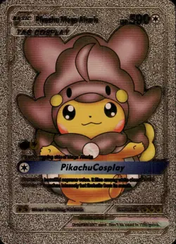 Pikachu Mega Altaria Tag Cosplay Gold Foil Fan Art Display Card NM/M - Image 1