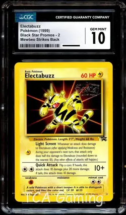 CGC 10 GEM MINT Electabuzz # 2 WB Movie WOTC Black Star PROMO Pokemon Card - Image 1