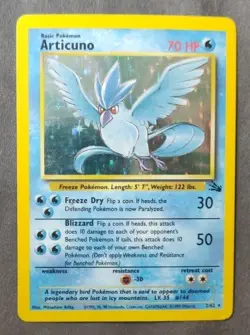 Rare Holographic Pokemon Fossil Set Articuno 2/62 (Unlimited,English) - Image 1