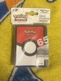 65 count Ultra Pro: Red & White Pokeball Pokemon Deck Protector Sleeves New 2016 - Image 1