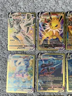 Set of 26 Pokemon Grimmsnarl, Vaporen, Leafeon & More Gold Foil Fan Art NM! - Image 2
