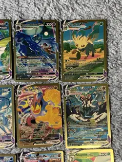 Set of 26 Pokemon Grimmsnarl, Vaporen, Leafeon & More Gold Foil Fan Art NM! - Image 4